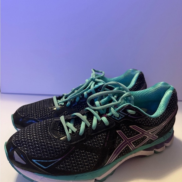 ASICS Women's Black and Aqua Athletic Shoes without insoles - Picture 2 of 8